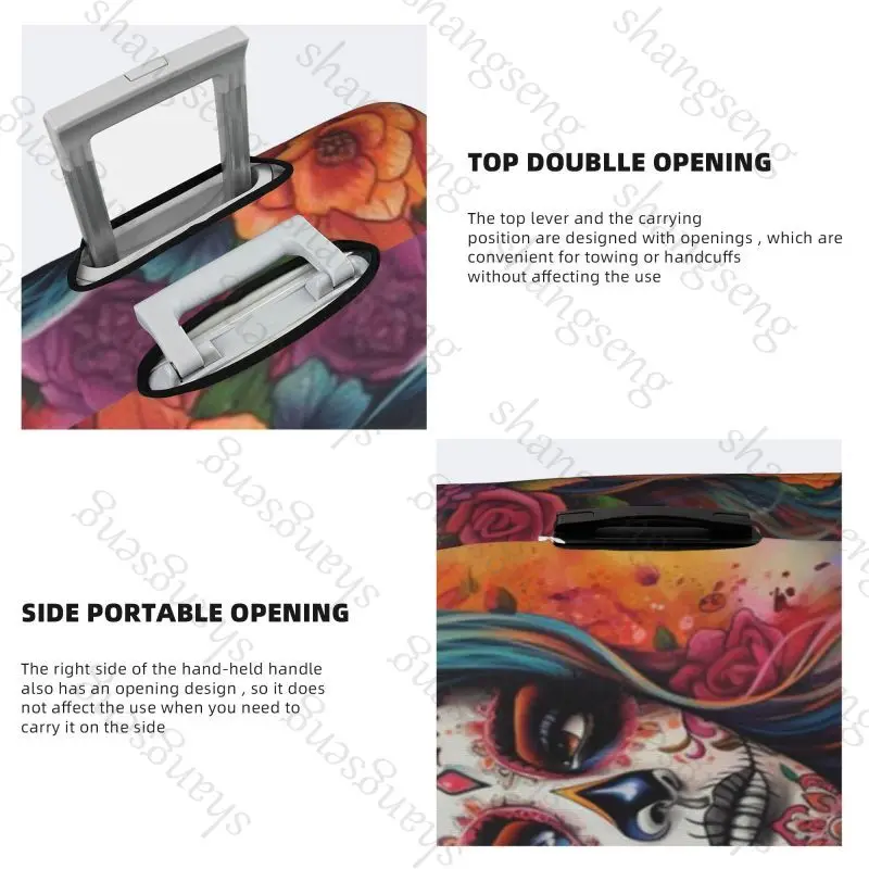 sugar skull Travel suitcase protective case, suitcase cover, elastic protection, washable Luggage cover, 18-32 in