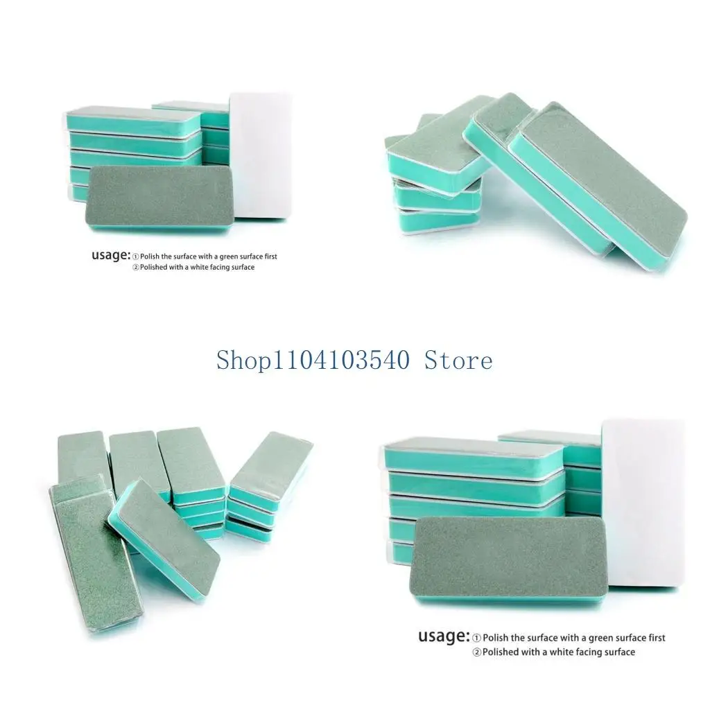 

02DC Rectangle Polishing Block Double-Sided Nail Polishing Tools Sander Green & White Polishing Bar 3.43x1.57x0.51inches