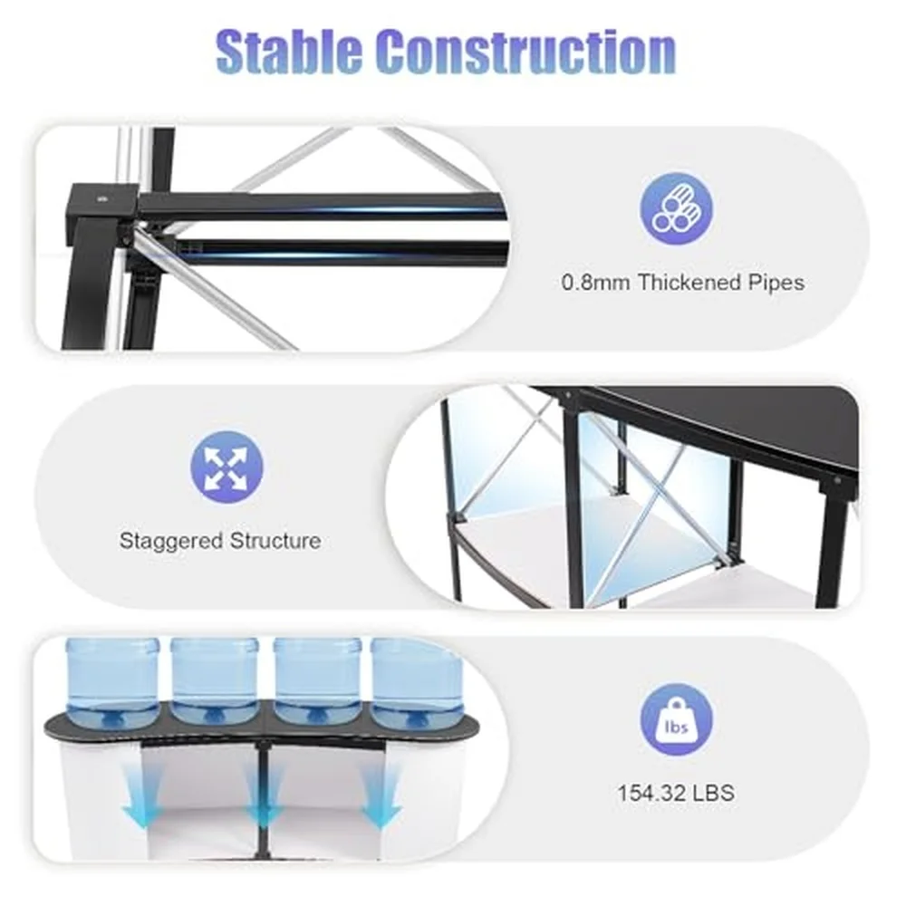 Portable Trade Show Counter Foldable Display Counter Pop Up Counter Lacquered Wood Top Black/White Exhibition Shopping