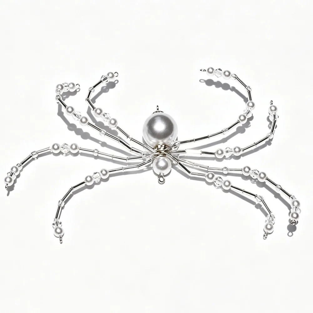 Beaded Spider Hanging Ornament Hanging Loop Eight-Leg Spider Shape Halloween Spider Decoration Multicolor Style