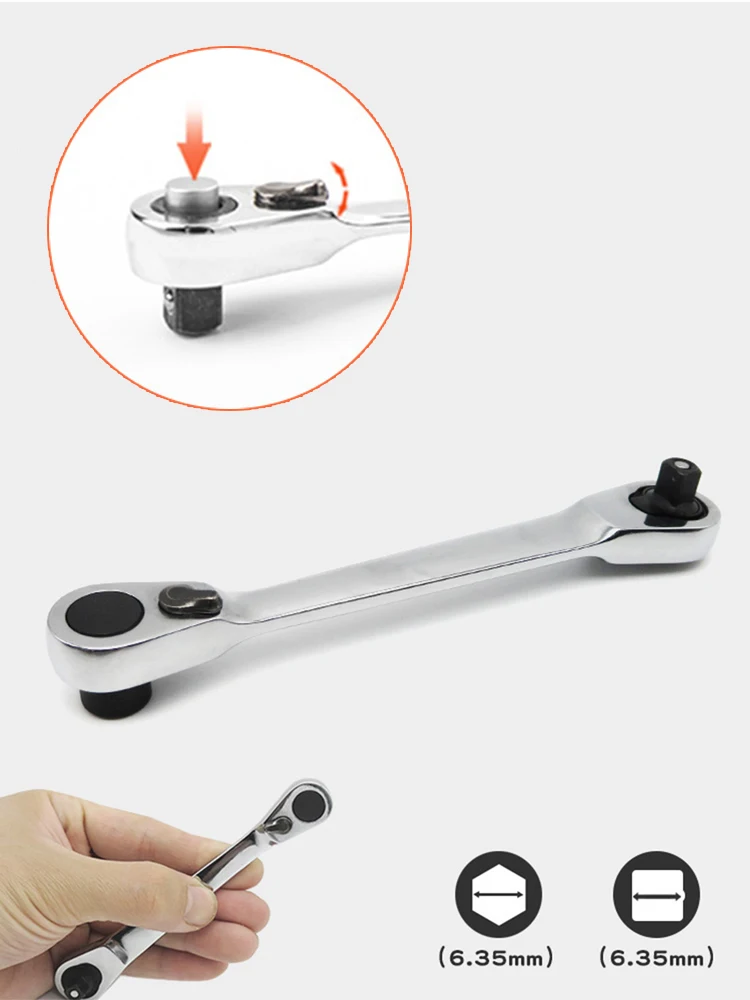 Llave de trinquete de enchufe rápido de doble punta, destornillador de 72 dientes, llaves dinamométricas hexagonales, llave ajustable de doble uso, herramientas de reparación manual