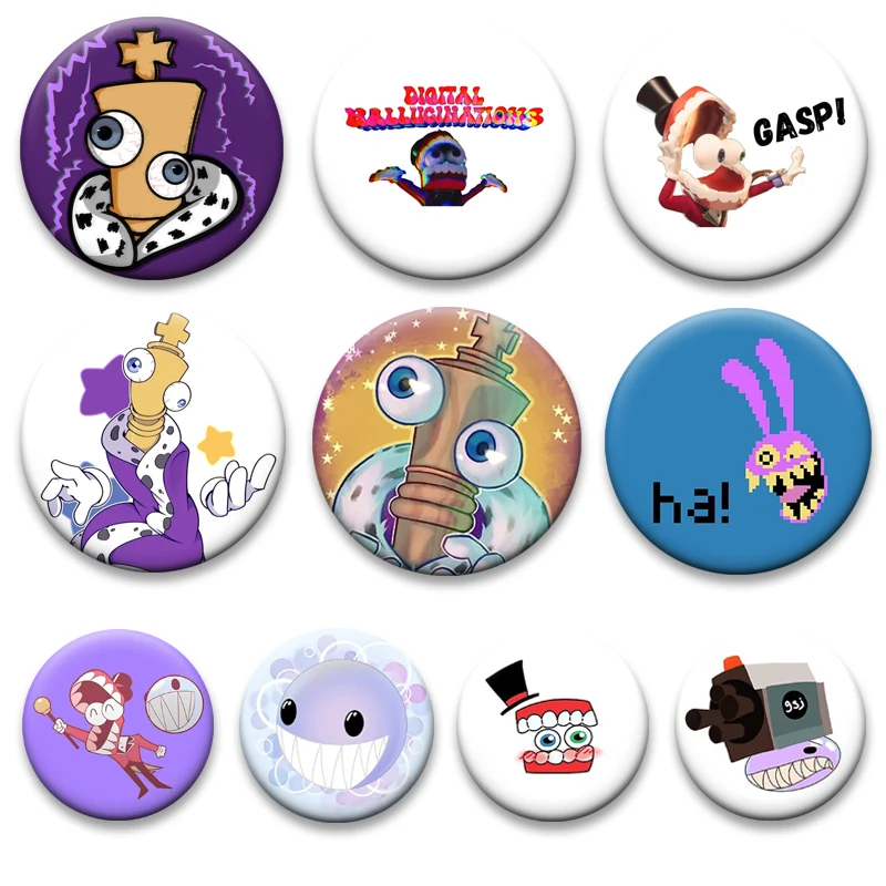 Caine Bubbles,Kinger Funny Cartoon Button Pin Daily Stylish Ornament Badge Exquisite Round Brooches for Backpack Accessorie Gift