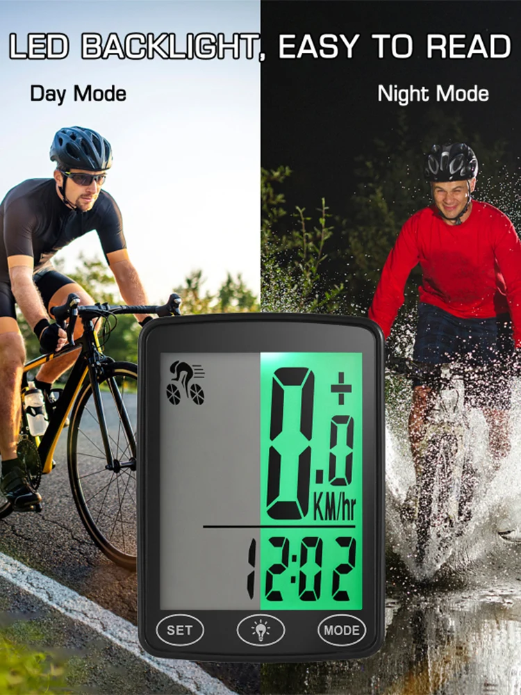 

Waterproof Bike Computer with LED Backlight Bicycle Speedometer Odometer Calorie Counter and Temperature Display