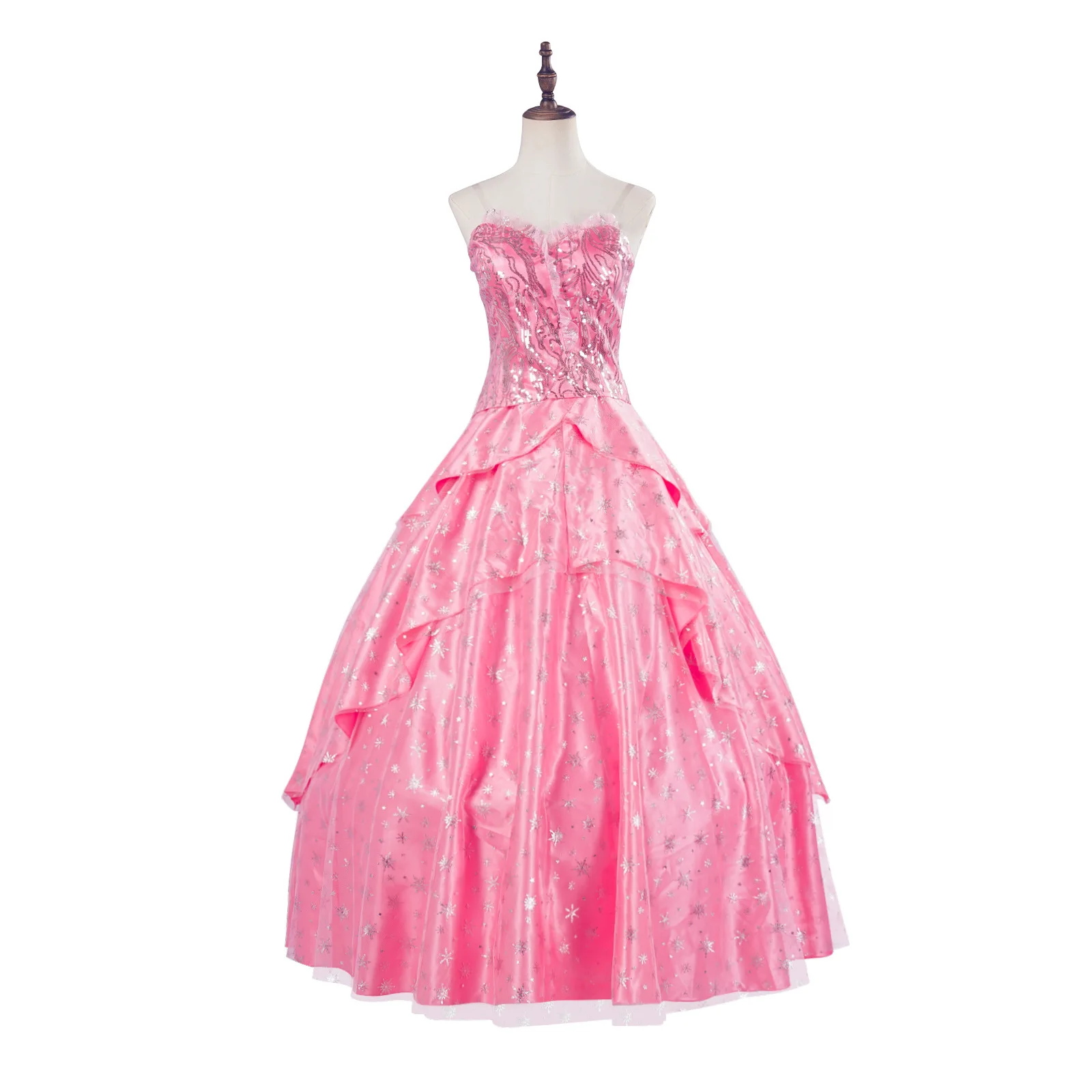 

Deluxe Official Wicked Pink Glinda Costume for Adult Girl Pink Dress Lace Embroidery Halloween Dance Role-Playing Party Clothing