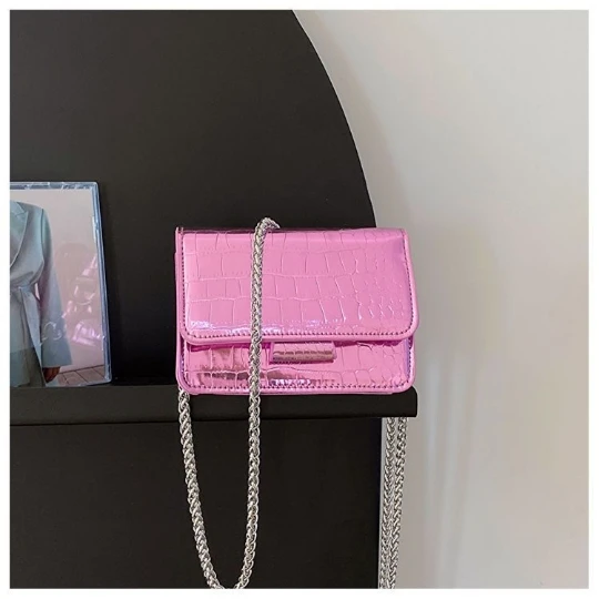 New Pink Solid Girl Woman Messenger Mini Shoulder Bag  PU PVC Leather Women Luxury Lady Small Handbag Purses Love Lips Bag