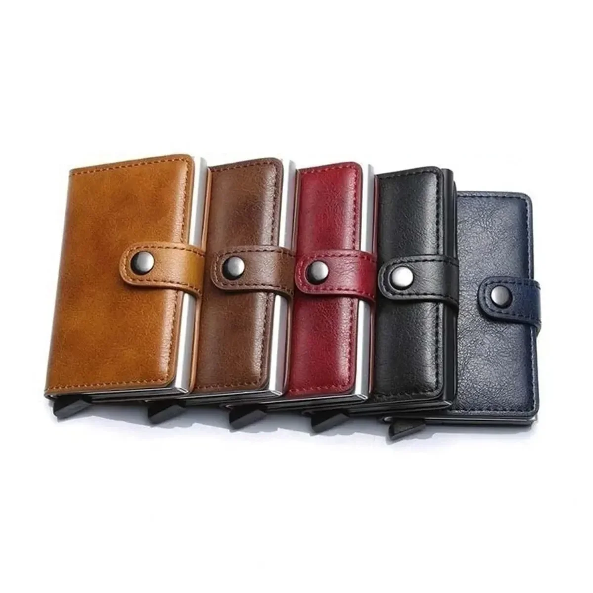 ID Credit Bank Card Holder with Hasp Wallet Men Anti Rfid Blocking Protected Magic PU Leather Slim Mini Small Money Wallets Case