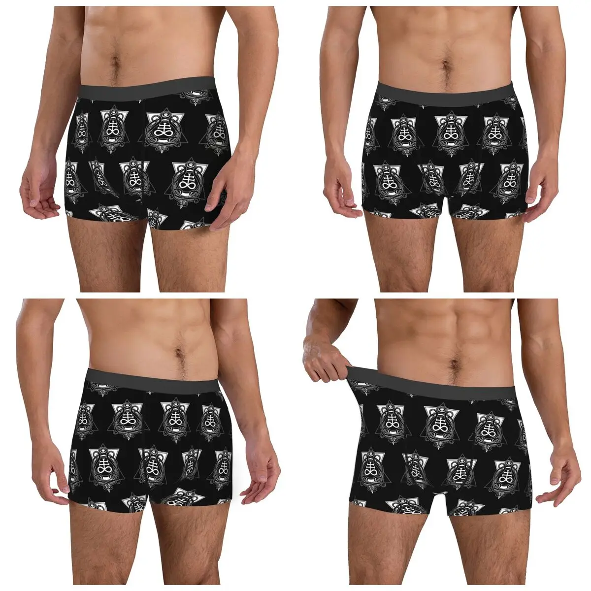 Boxer Underpants Shorts Satanic Cross Leviathan's Cross And Tentacles Panties Male Ventilate Underwear Homme Man Boyfriend Gift