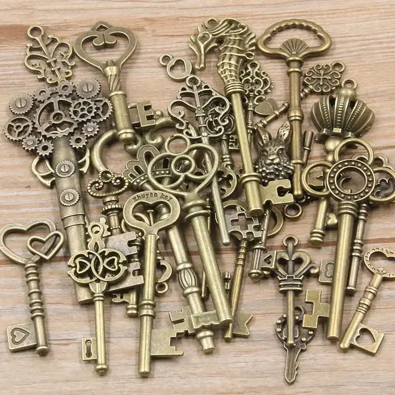 50g/pack Key Charms Bracelets Necklace Craft Metal Pendant For Jewelry Making DIY Supplies Small Business Supplies