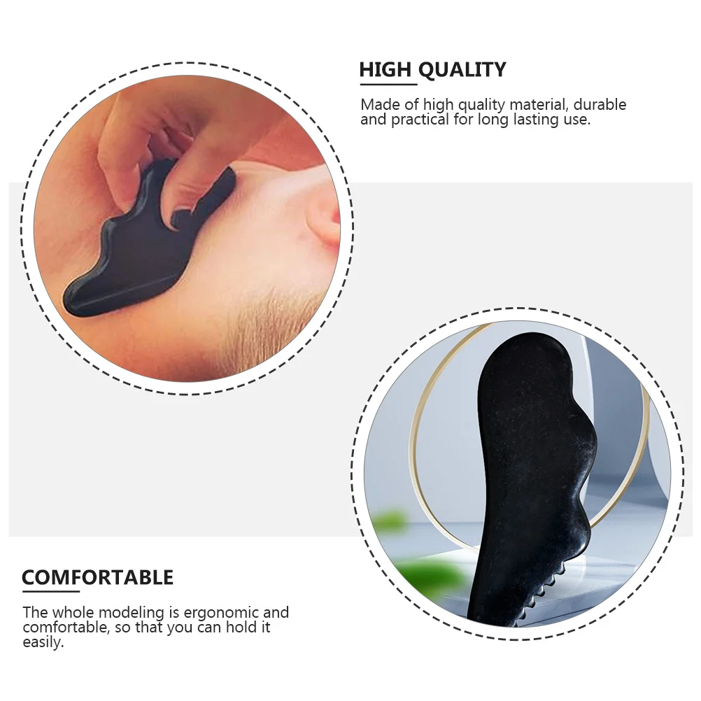 

1Pcs Premium Black Obsidian Massaging Comb Ergonomic Wave Design for Full Body Scraping Facial Massage Portable Gua Sha Board