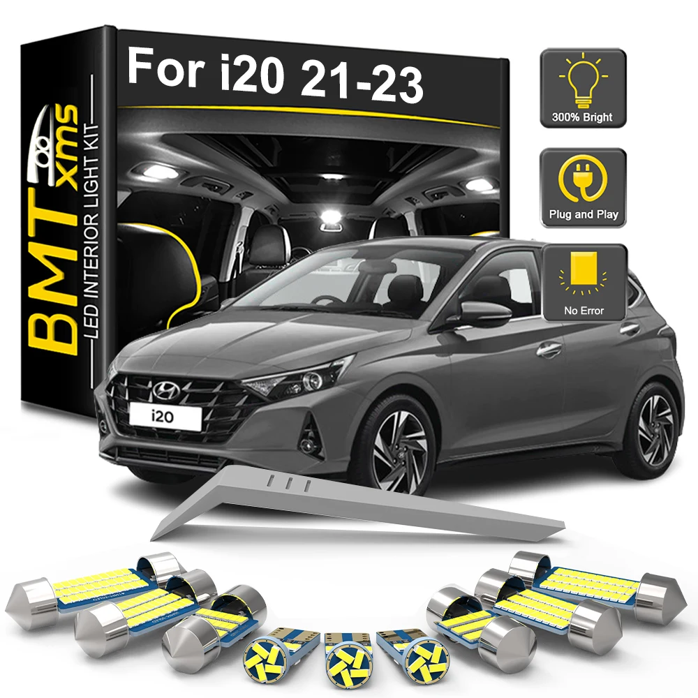 

BMTxms 11Pcs Canbus For Hyundai i20 2021 2022 2023 LED Interior Light Bulb Accessories Vehicle Reading Trunk License Plate Lamp