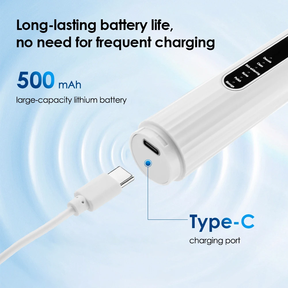 Cepillo de dientes eléctrico, 6 cabezales, cepillo de dientes eléctrico sónico con limpieza profunda de 31000VPM, 6 modos, resistente al agua, recargable para adultos