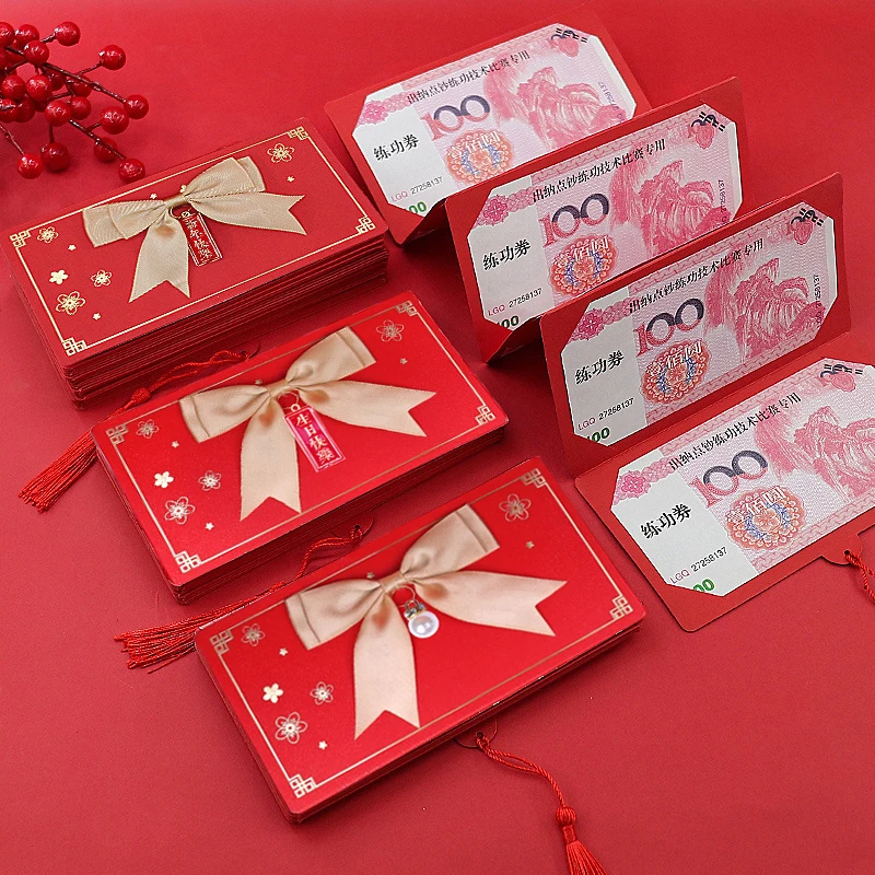 جديد 6/10 فتحات Bowknot حزم حمراء قابلة للطي 2025 CNY حقيبة هدايا نقدية عيد الحب عيد ميلاد الزفاف مهرجان الربيع المغلف الأحمر