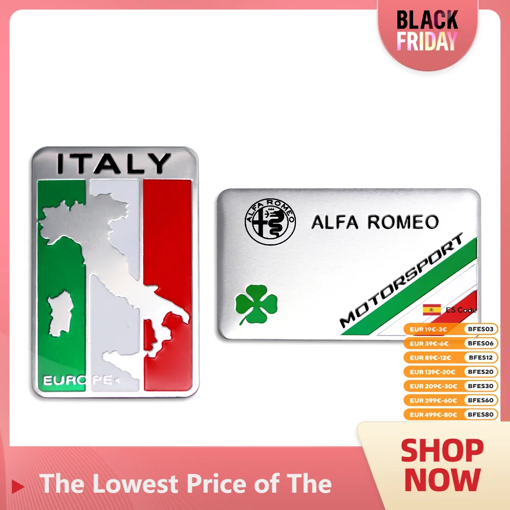 Car Aluminum Badge Body Decor Sticker For Alfa Romeo Italy Giulietta GT 156 159 147 Mito Brera Giulia F1 Stelvio Volante Clover 