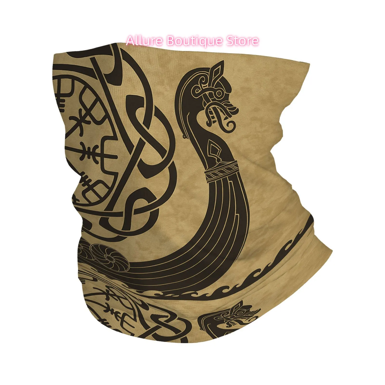 1 Viking, Vegvisir Compass, Norse Dragon Print Scarf - Multi-Functional Face & Neck Mask | Breathable Unisex Versatile Holiday A
