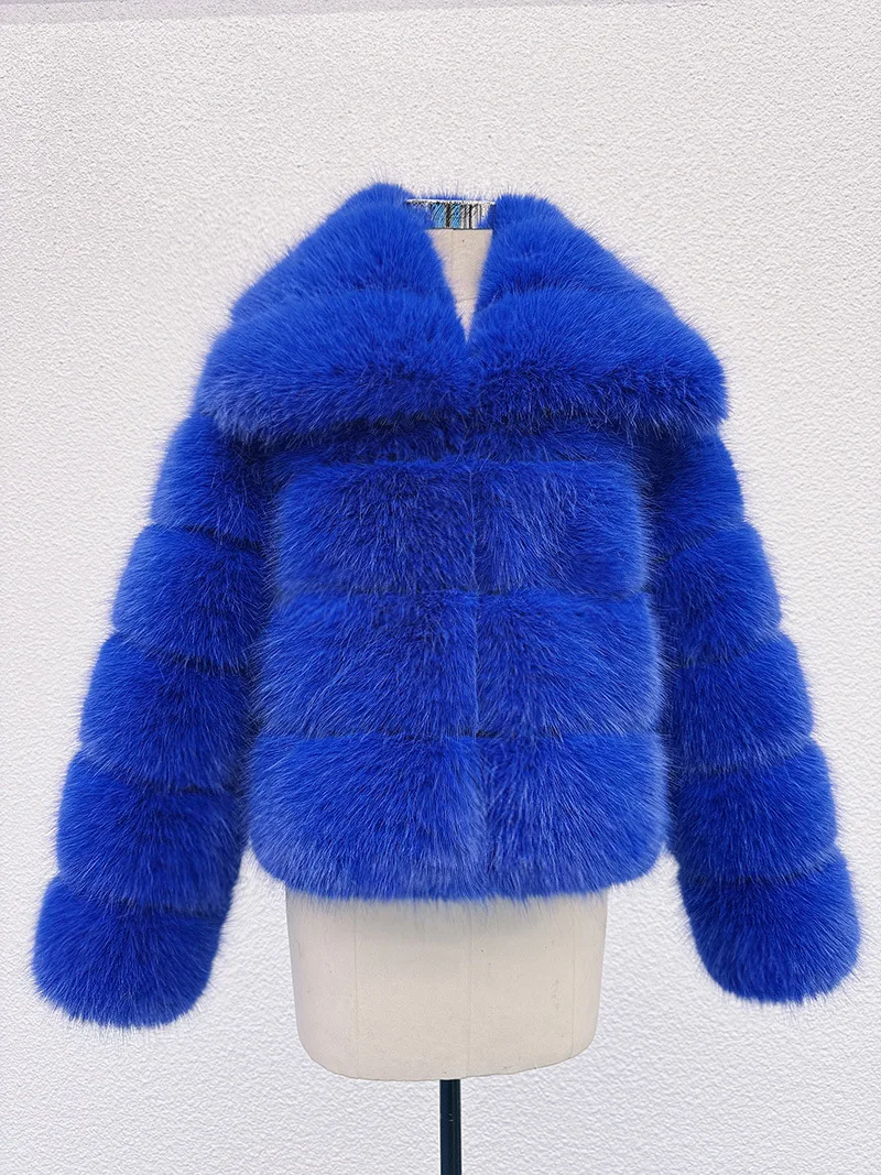 

Зимнее женское пальто из искусственного меха под лису, утепленное, с отложным воротником, модель 2026 года