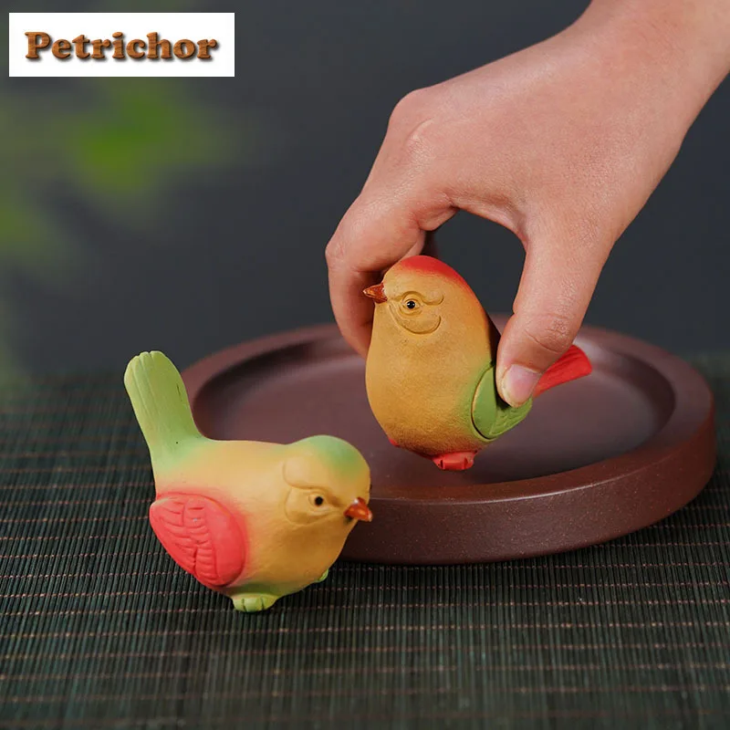 

Yixing Zisha Handmade Colorful Bird Tea Pet Creative Tea Sculpture Tea Figurine Play Toys Tea Statue Ornaments Teaware Supplies