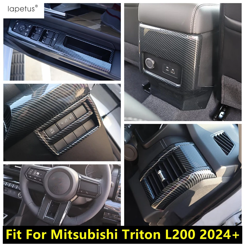 

Steering Wheel / Water Cup / Window Lift / Head Lamp Cover Trim Carbon Fiber Accessories For Mitsubishi Triton L200 2024 2025