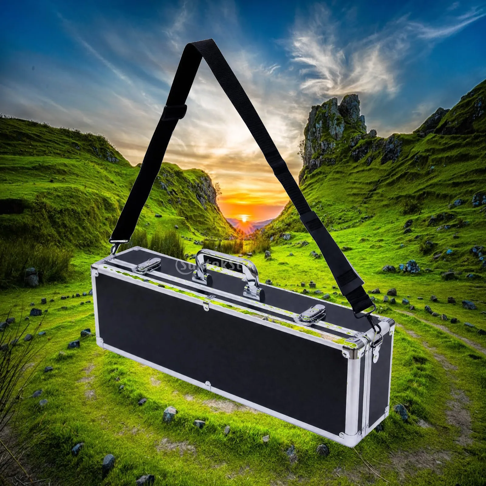 Durable Aluminum Case for Violin 3/4 and Electric Guitar with Reinforced Corners and Strap