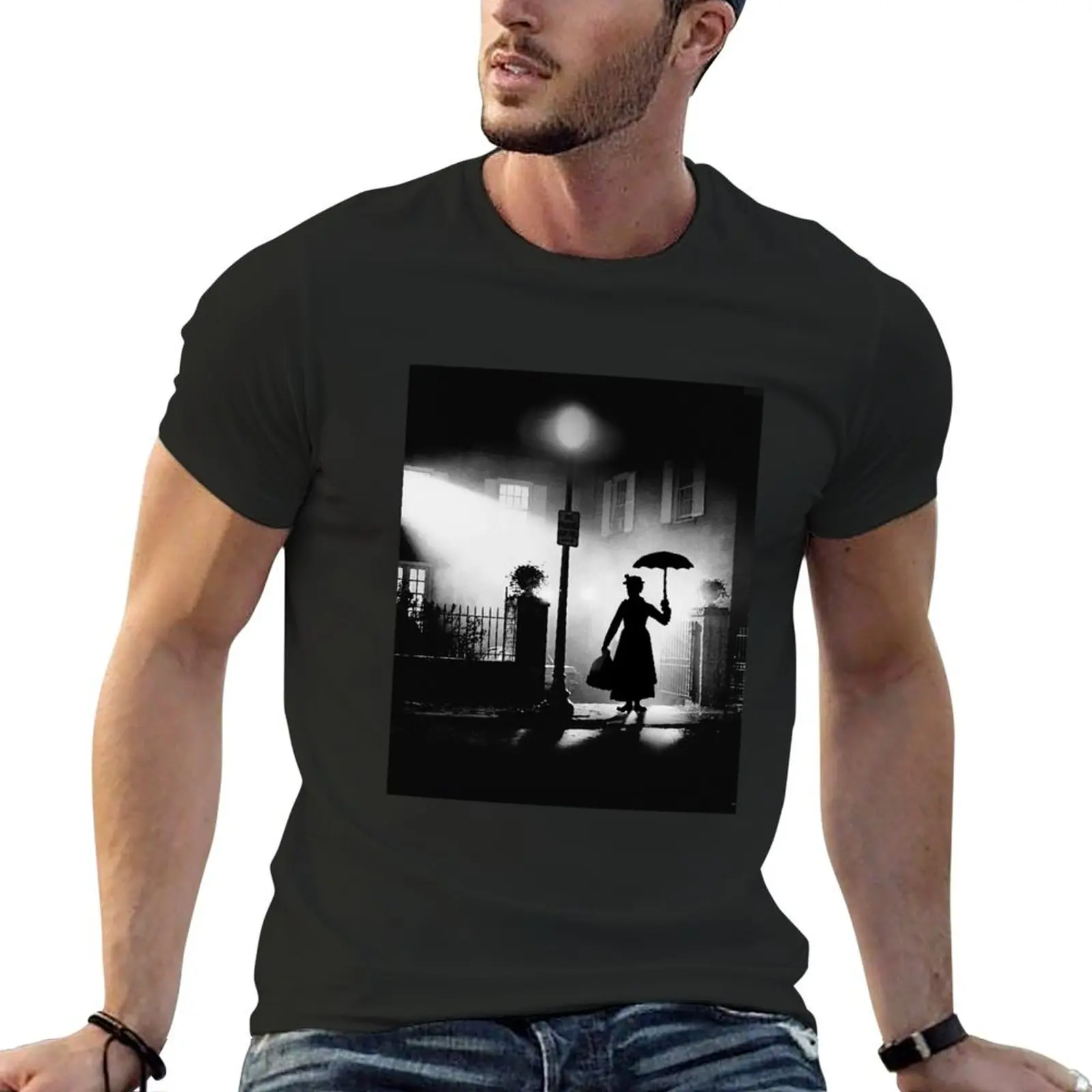 The Power of Poppins Compels You Black & White T-Shirt tops graphic t shirts t shirts for men graphic