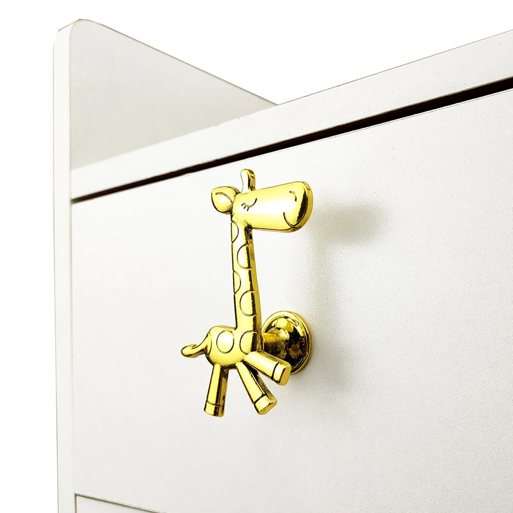 1pcs Cabinets Handle Pulls Zinc Alloy Accessories Cabinets Door Drawer Furniture Giraffe Shape Handle Hardware