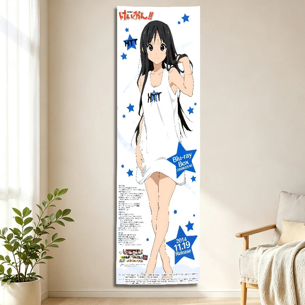 K-ON! Mio Akiyama Anime Vertical Long Tapestry, HTT Blue Star Wall Hanging, Slim Polyester Wall Cloth For Otaku Bedroom Dorm