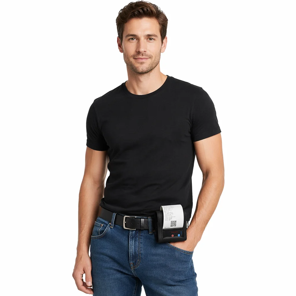 80mm Portable Mini Thermal Label Receipt Printer Optional Belt Lanyard Wireless Bluetooth Bill Printer with Rechargeable Battery