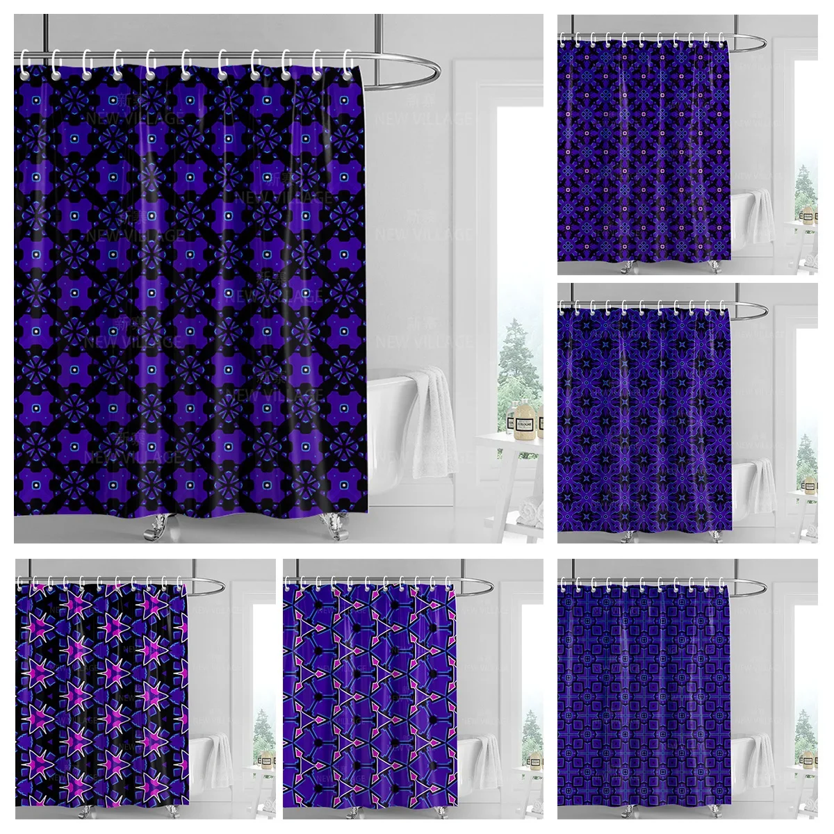 Home decoration shower curtains bathroom waterproof curtain fabric Living Room Modern Nordic Modern geometric pattern simple