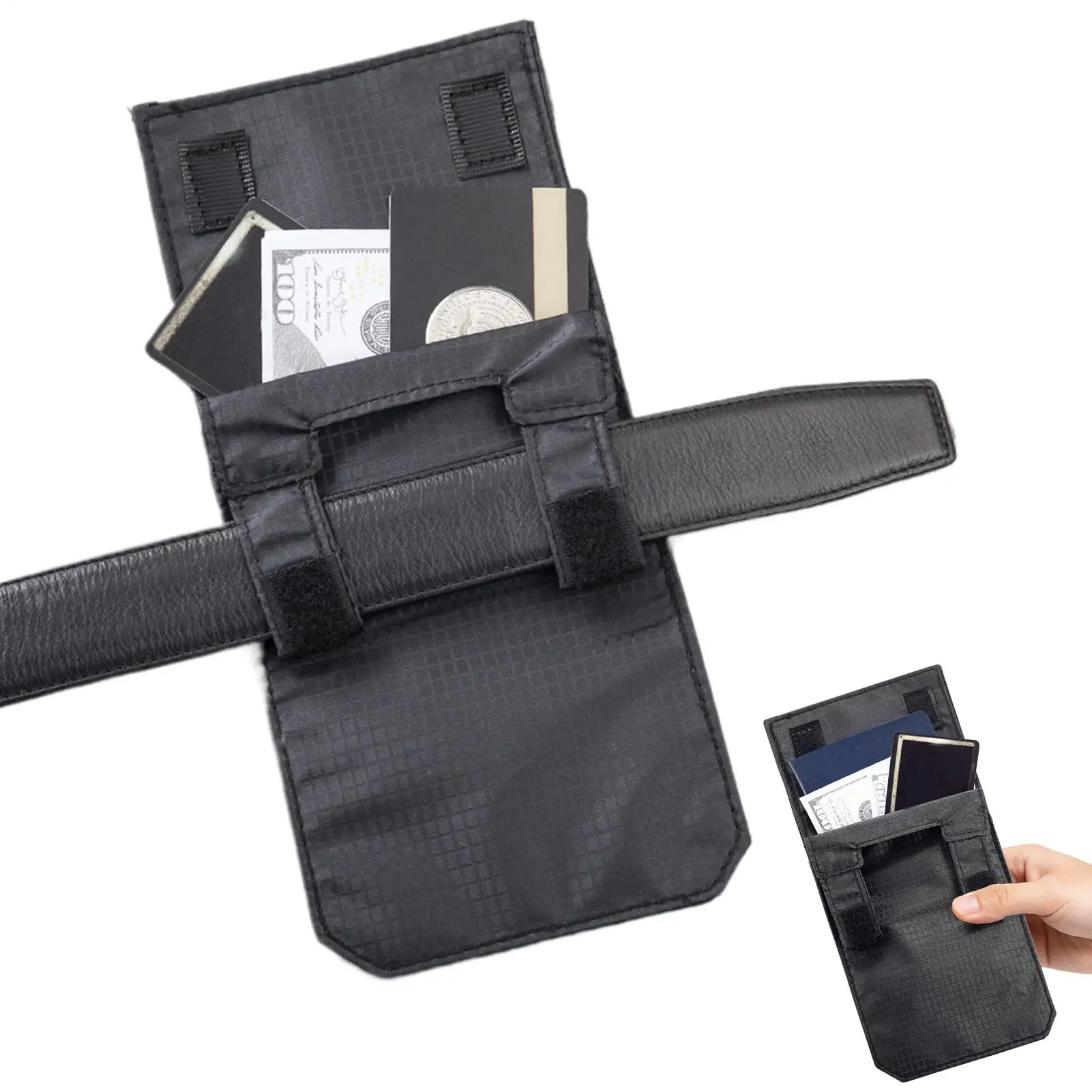 Gürtelbrieftasche, schlank, tragbar, schneller Zugriff, unsichtbare Nylon-Gürteltasche für Ausweis, Reisepass, Handy, Schlüssel, Kreditkarte, Reisen – Detail 2