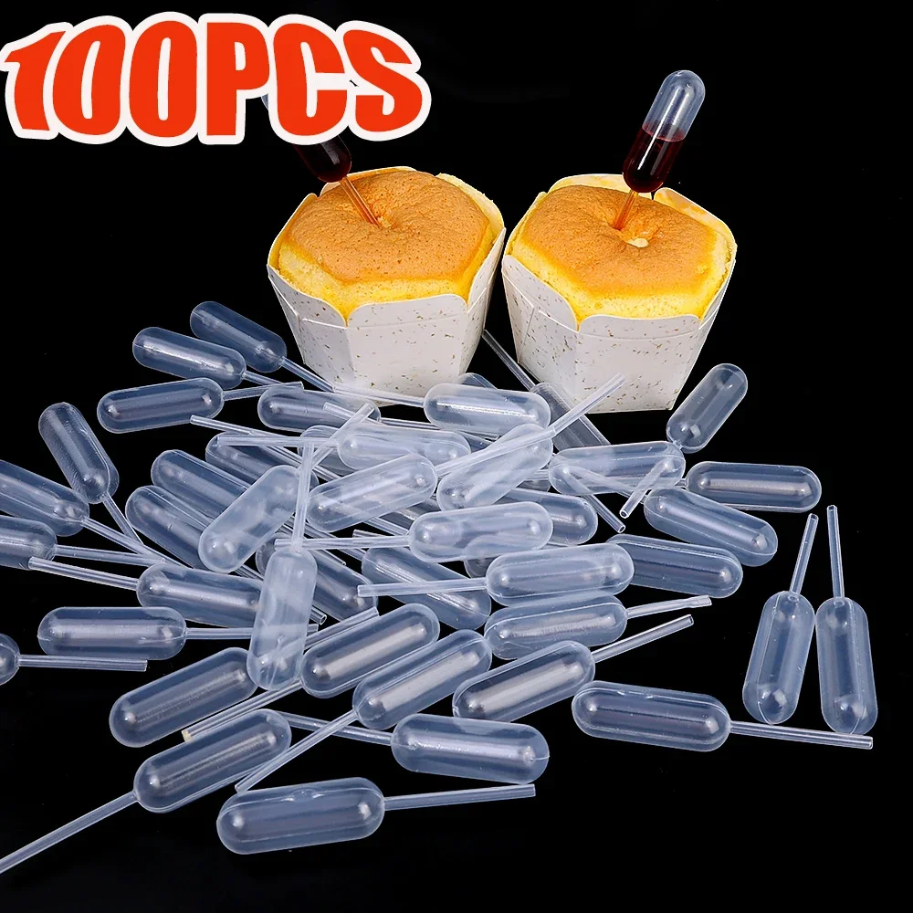 100/50PCS Plastic Jam Dropper 4ml Squeezable Transparent Drip Tube For Cupcake Ice Cream Pastry Macaroon Sauce Needle Tube Tools