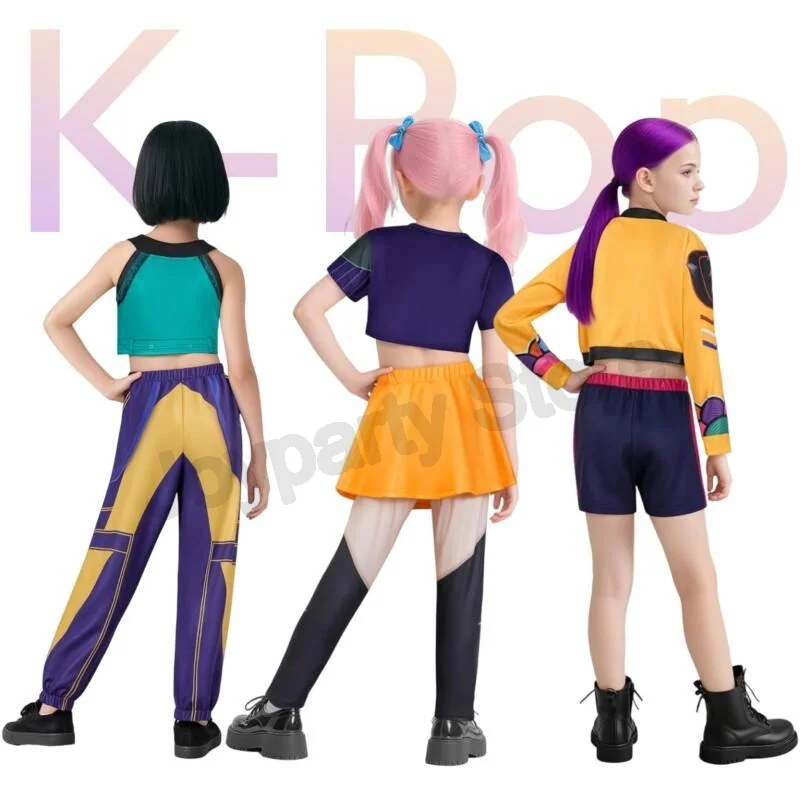 

Аниме Kpop Demon Hunter Косплей Руми Зои Мира Косплей Полный костюм Детский стиль для девочек Детская одежда для выступлений на сцене Хэллоуин