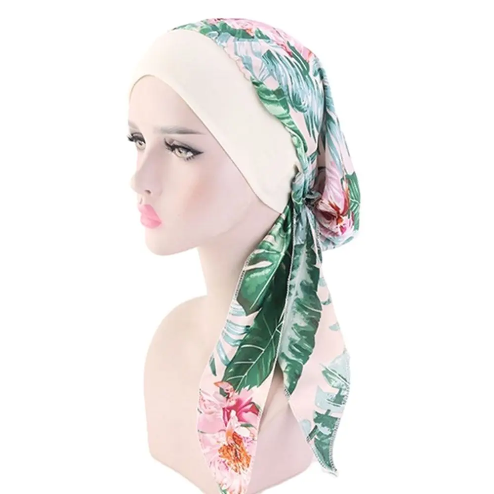 Adjustable Pre-Tied Printed Headwear Muslim Turban Chemo Pirate Cap Hair Loss Hat Cancer Head Scarf
