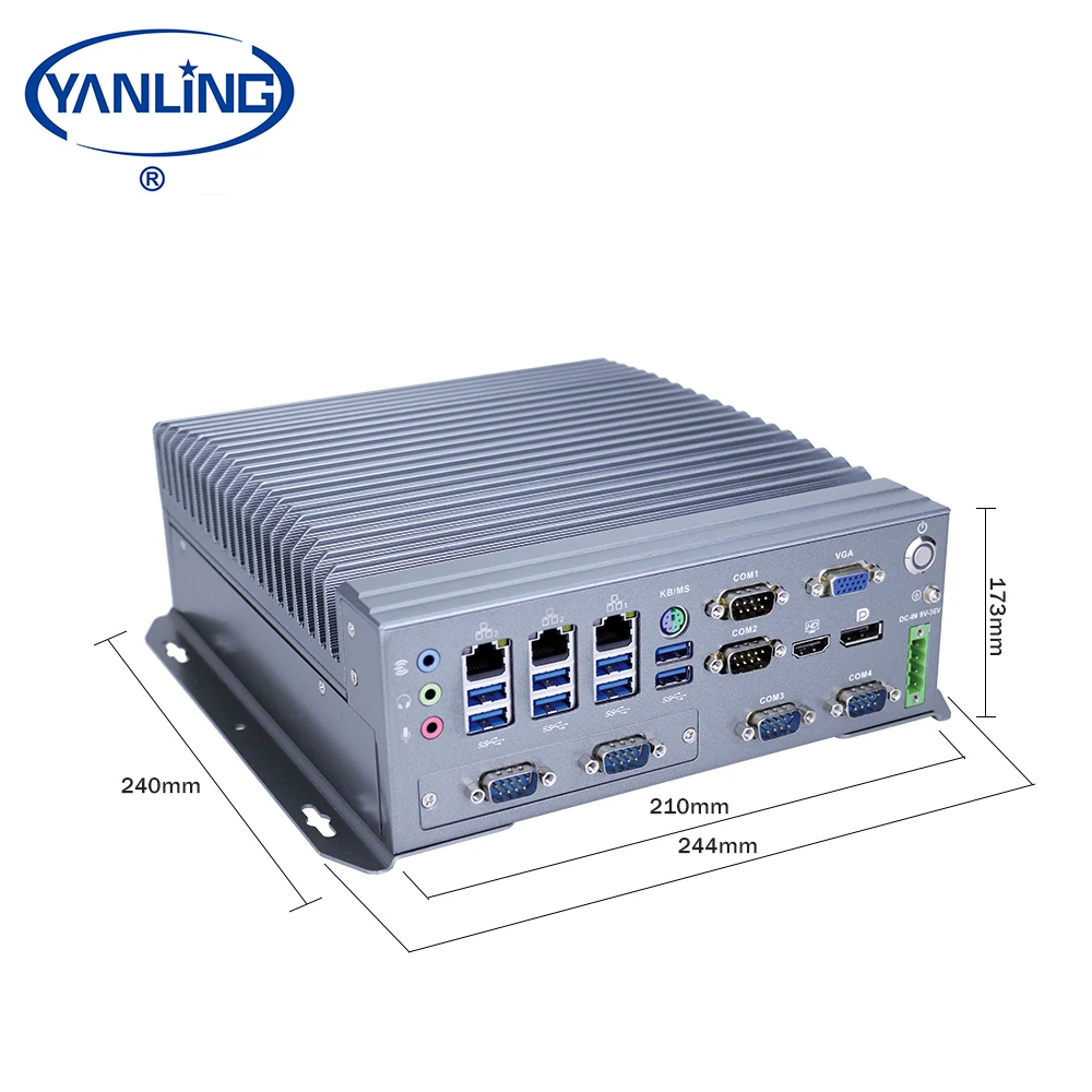 Hot Sale OEM Fanless Q170 Chipset Fanless Industrial Computer 6 COM Ports SATA PCIe Slots Input Embedded System For Automation