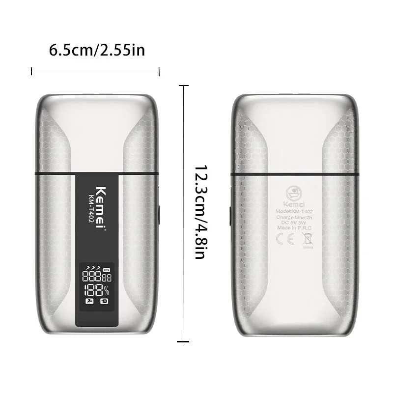 Kemei T402 Professional Barber Foil Shavers for Men Electric Waterproof Reciprocating Razor Shaving Bald Head UV Cover 3 Speeds