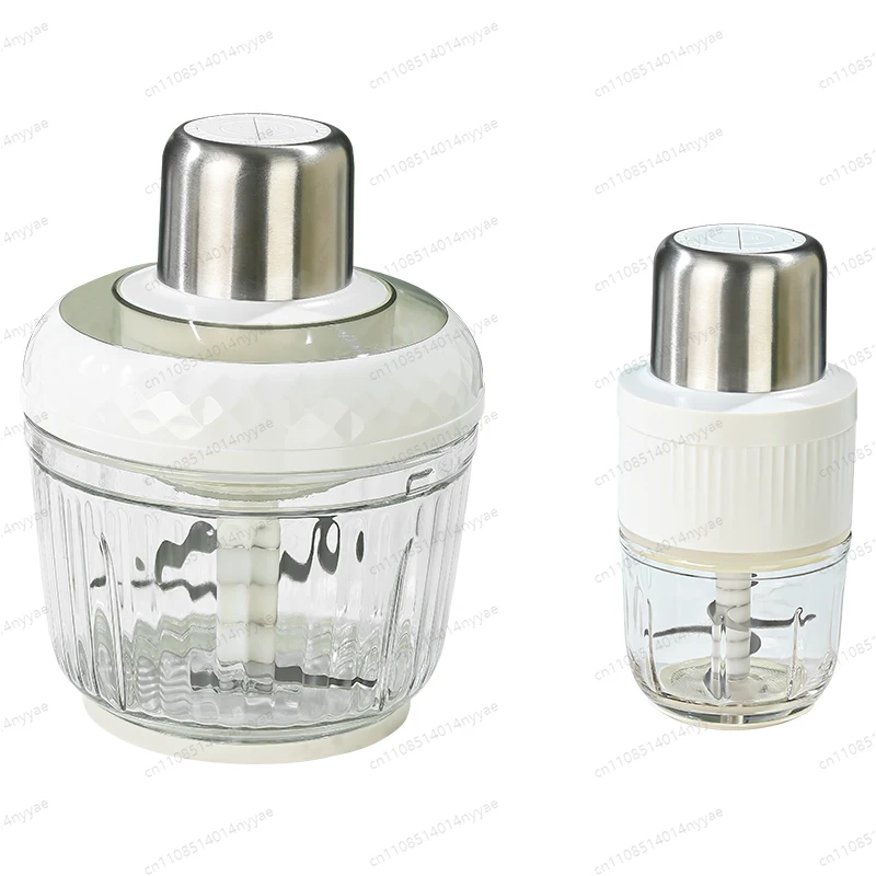 2.5L+0.3L Double Bowl Electric Meat Grinder - Stainless Steel Mini Chopper, Multi-Color