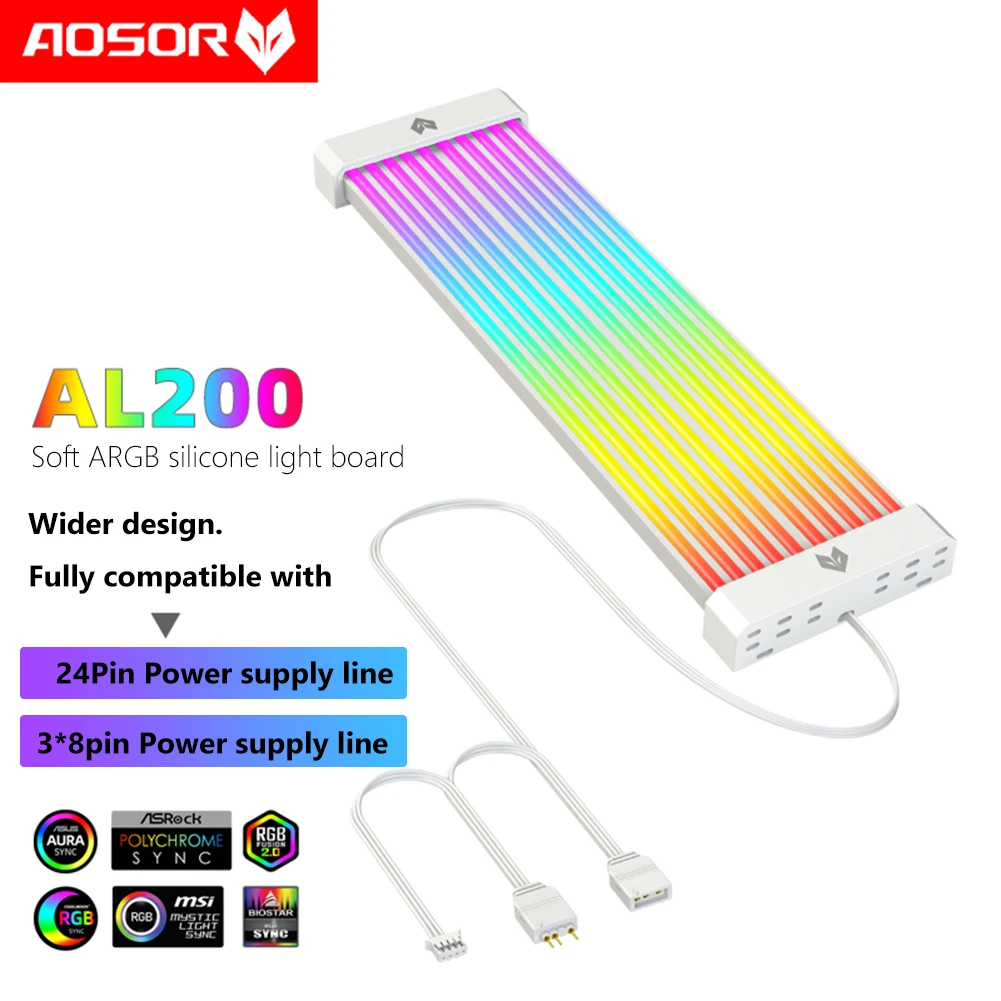 COOLMOON AOSOR AL200 Lamp Tape PC Backlight Flexible LED Strip Light 5V ARGB Aura Sync Multifunctional DIY for 24PIN Motherboard