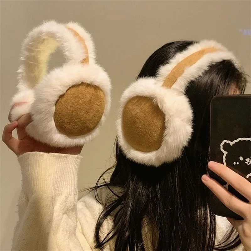 Suede Faux Fur Ear Muffs Winter Warm Earmuffs for Riding Windproof Cold Weather Ear Covers Unisex