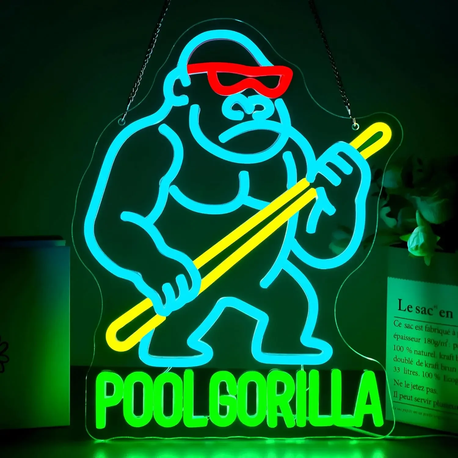 Billiard Pool Gorilla LED Neon Sign USB Dimmable Neon Light Sign for Gameroom Bedroom Bar Livingroom  Party Gift Wall Decor