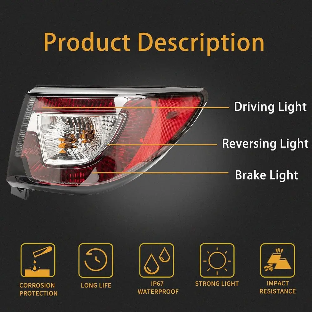 2013-2017 Chevy Traverse Right Side Rear Brake Lamp Assembly with Bulb and Wiring Harness for Passenger Side