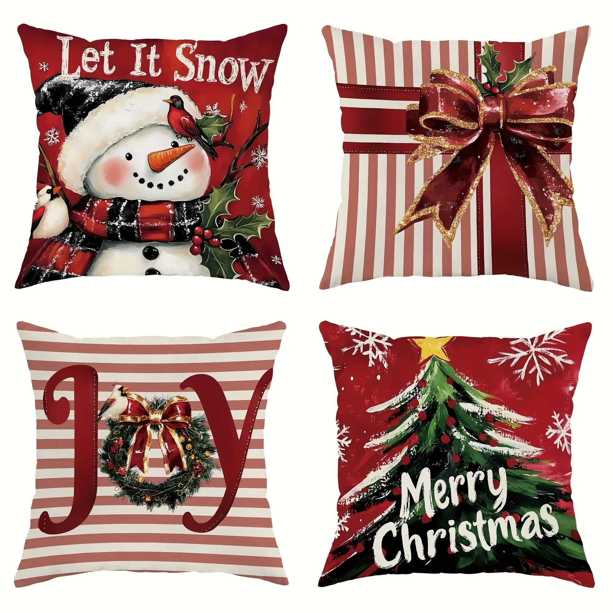 1 pieza de funda de almohada con decoración navideña, muñeco de nieve, cinta para árbol de Navidad, funda de almohada, funda