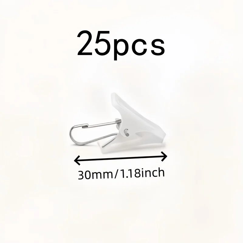 25 pcs White Small Clips, Multi-functional and Easy to Clip, Ideal for Hanging Curtains, Displaying Photos and Storing Socks