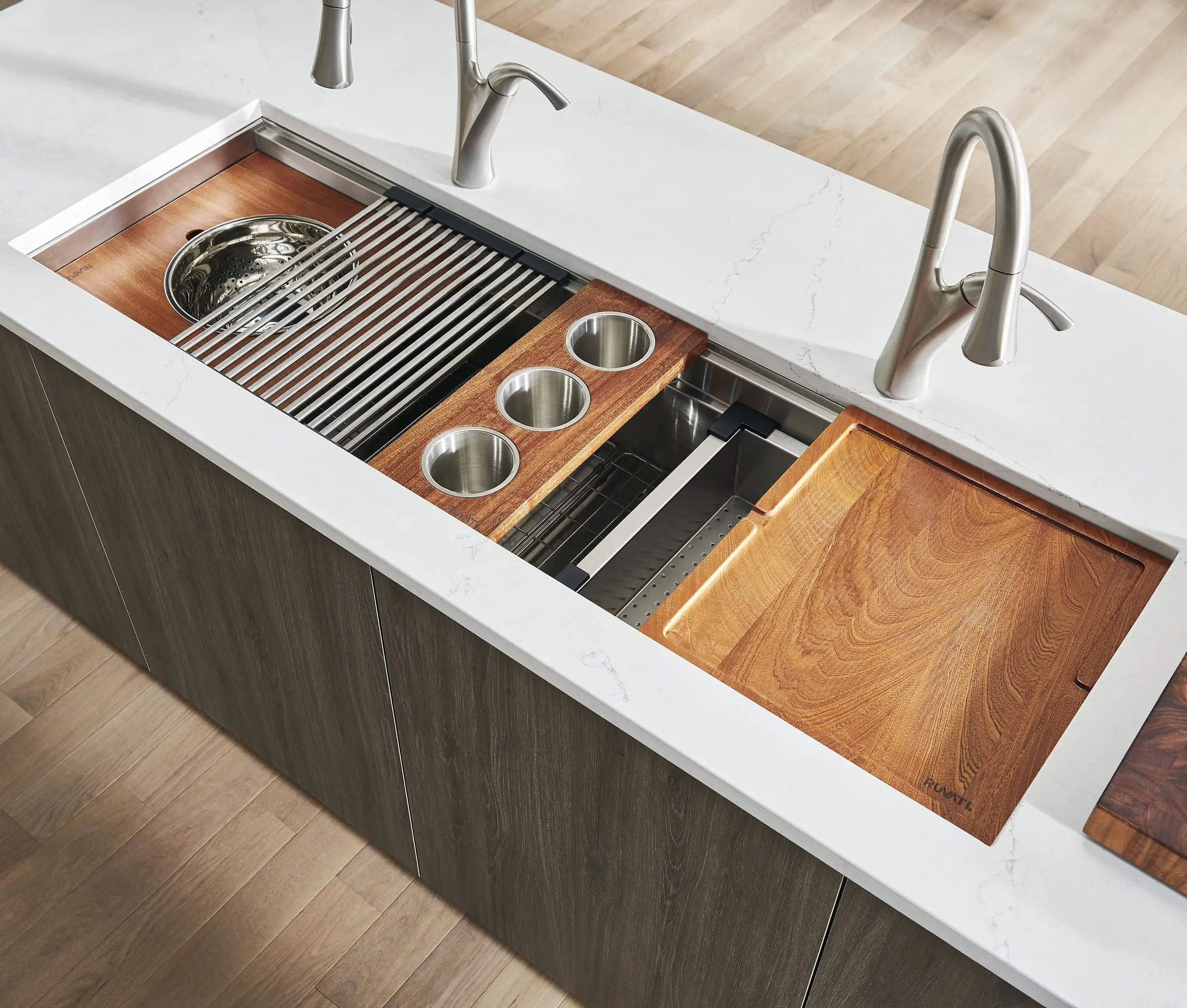 Workstation Two-Tiered Ledge Kitchen Sink Undermount 16 Gauge Stainless Steel