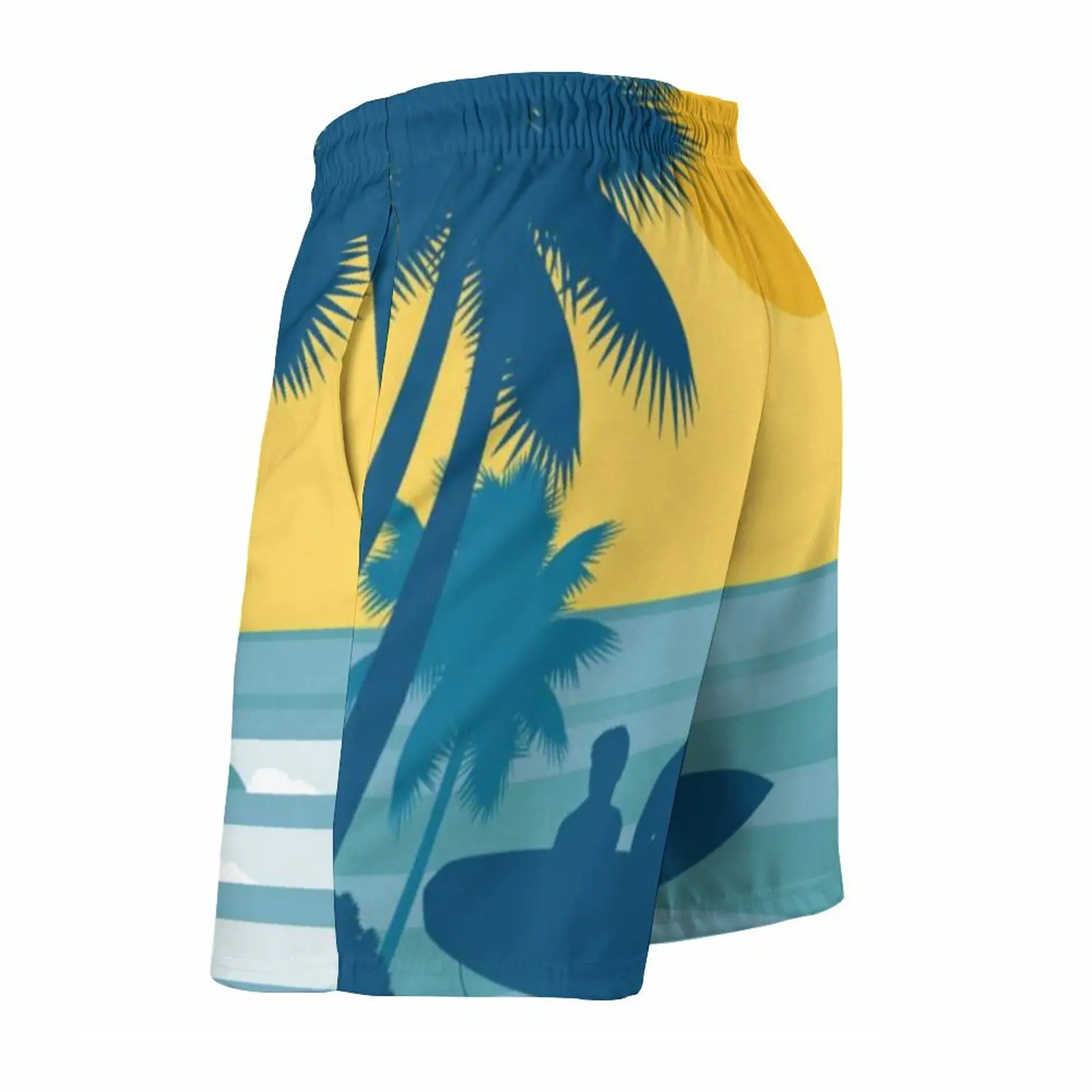 Summer Vacation Men's Palm Tree Print Drawstring Waist Board Shorts Fashion Swim Trunks 3D Print Breathable Short Streetwear