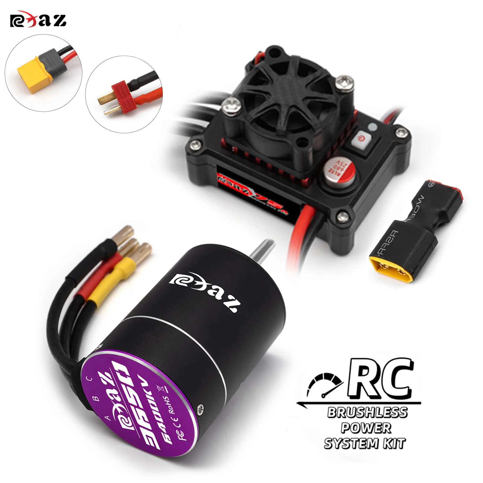 RCXAZ RC 3650 moteur sans balais 75A Kit sans balais pour voitures tout-terrain Axial Traxxas Tamiya RC 1/10 accessoires de voiture camion réservoir 3650