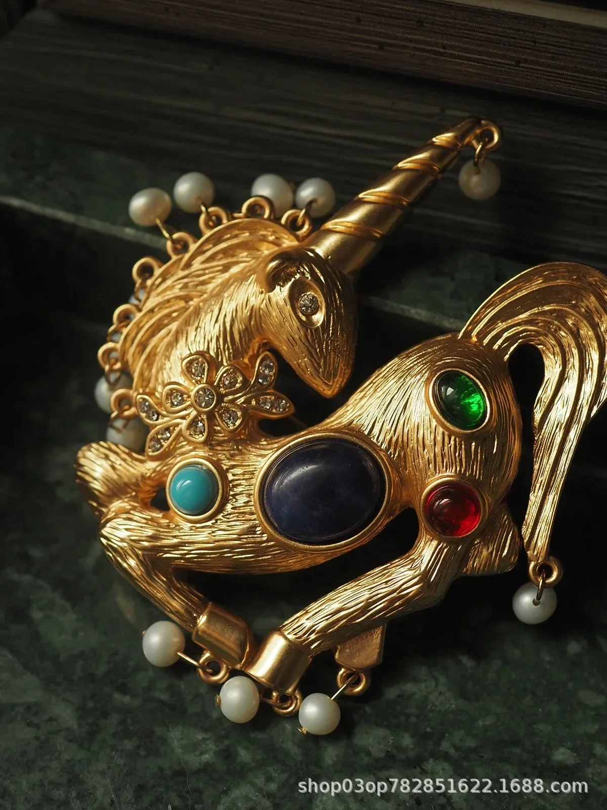 Pearl vintage Medieval Brooch Antique Vintage Lapis Lazuli Unicorn Brooch