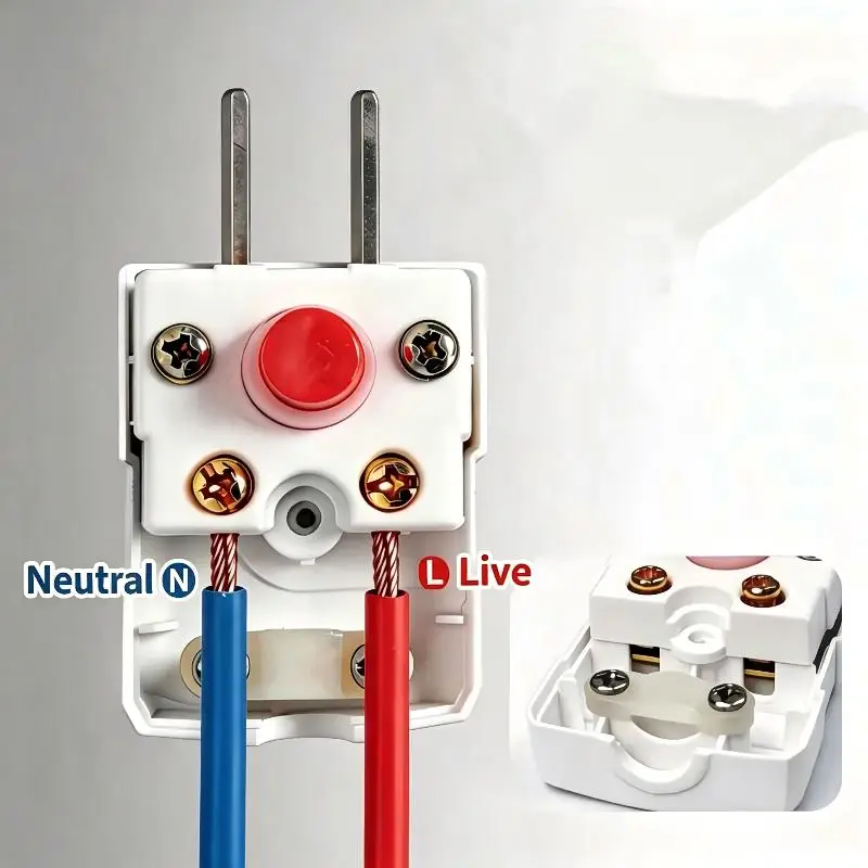 【Y】1Pc 10A 250V Electric Power Plug with On-Off Switch Thick Pure Copper Pins for Home And Office Daily Use
