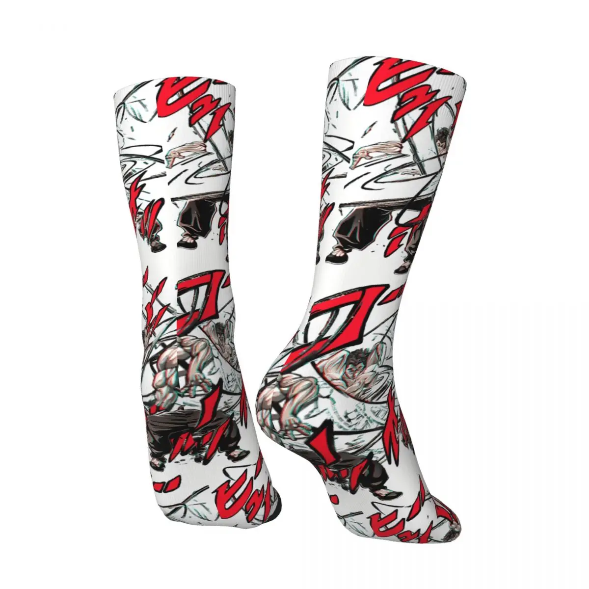 Funny Happy Men's compression Socks Stalwart Vintage Harajuku Baki Hanma Hip Hop Novelty Seamless Crew Crazy Sock Gift Printed