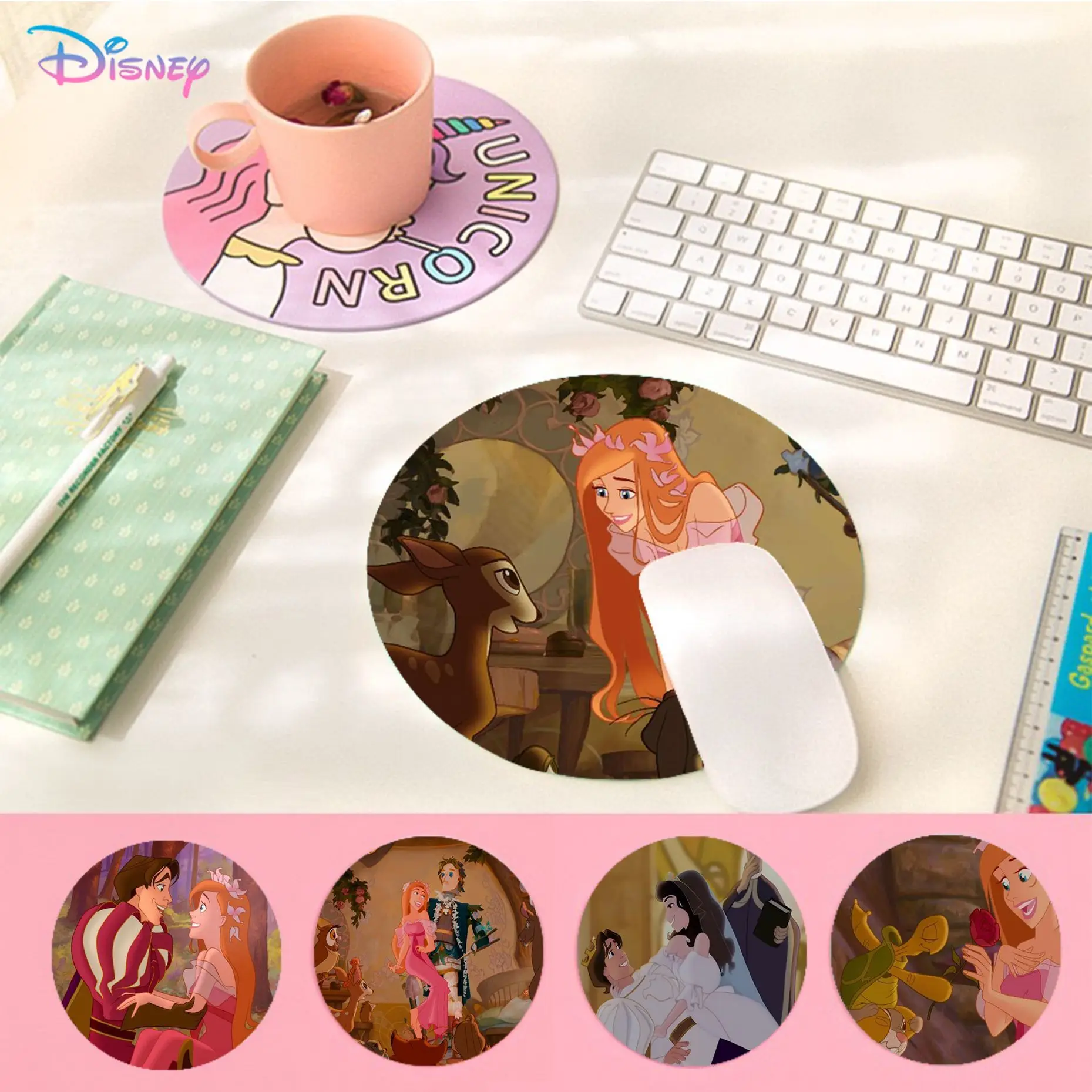 Disney Enchanted Mousepad Small Round Speed Version Game Computer Keyboard Office Table Mat PC Laptop Mouse Mat Desktop Mat