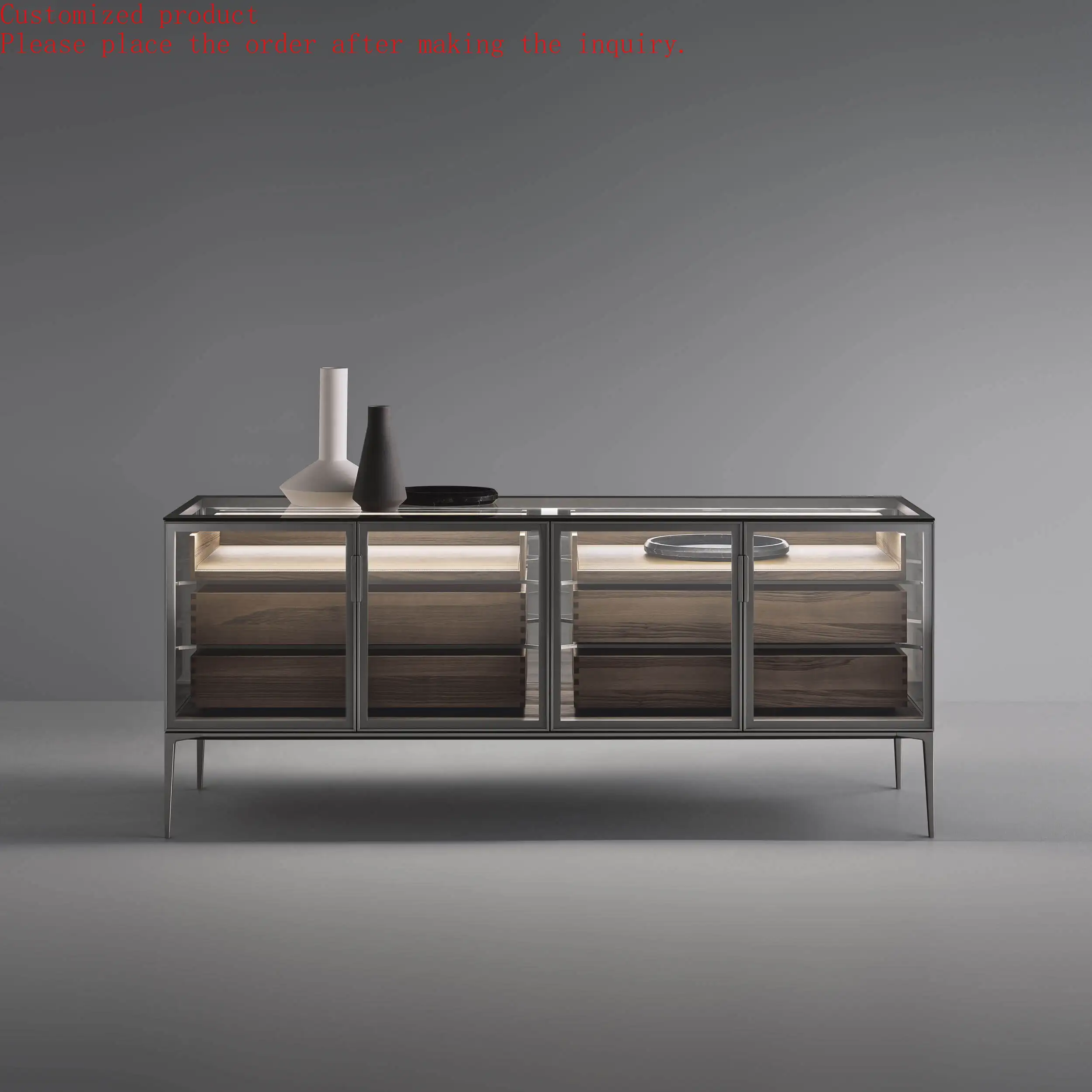 

Custom.YK Modern Extendable Glass Jewelry Cabinet for Home Living Room Hotel or Home Bar Versatile Display Furniture for Villa