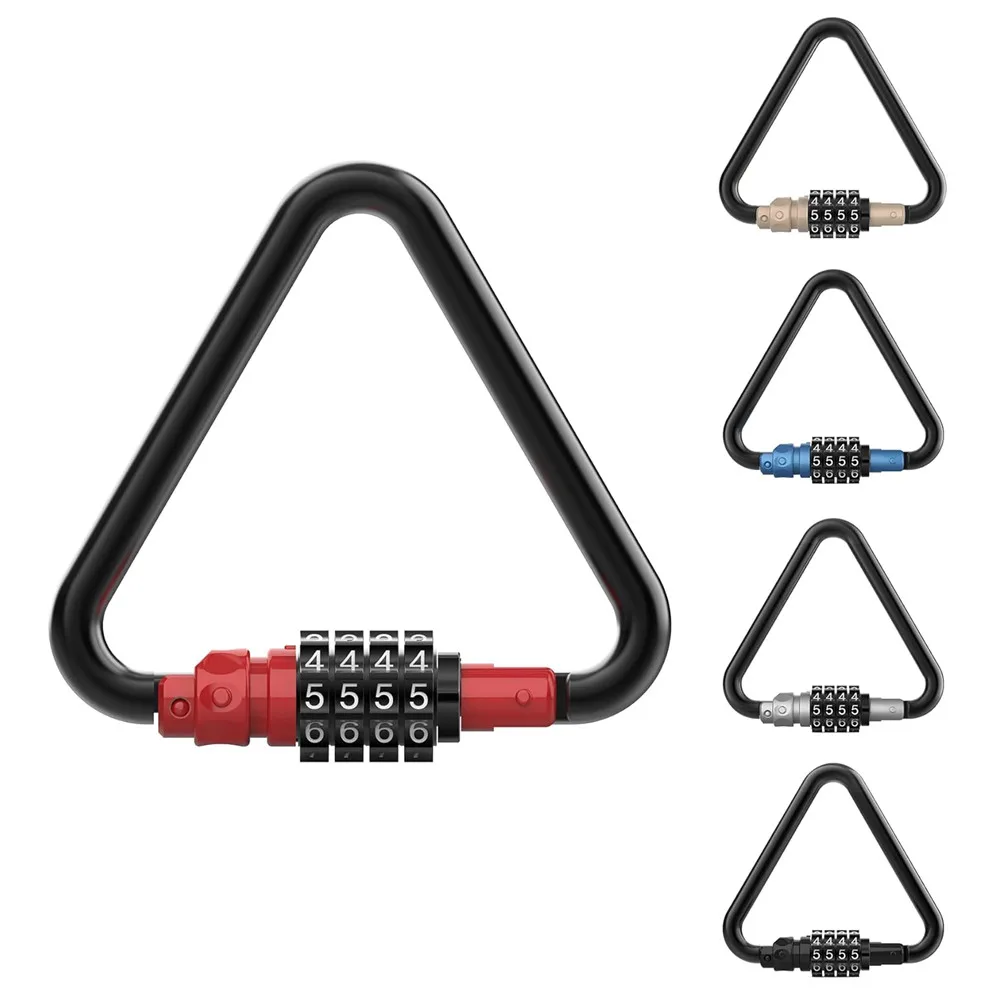 Bold Heavy-Duty Password Padlock Triangular Carabiner Password Lock Iron Hook Black Suitable for Outdoor Cabinets Fence Doors