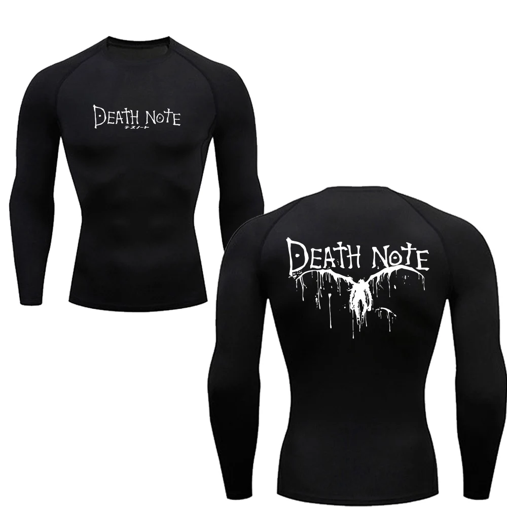 Men's Compression Shirt Workout Anime Death Note Sport Quick Dry Tight Gym TShirts Fitness Elasticity Tops Tee Summer Male